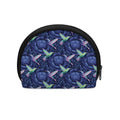 Dark Blue Floral Hummingbird Print Coin Purse