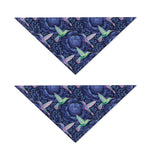 Dark Blue Floral Hummingbird Print Dog Bandana