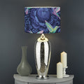 Dark Blue Floral Hummingbird Print Drum Lamp Shade