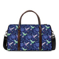 Dark Blue Floral Hummingbird Print Duffel Bag