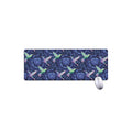 Dark Blue Floral Hummingbird Print Extended Mouse Pad
