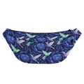 Dark Blue Floral Hummingbird Print Fanny Pack