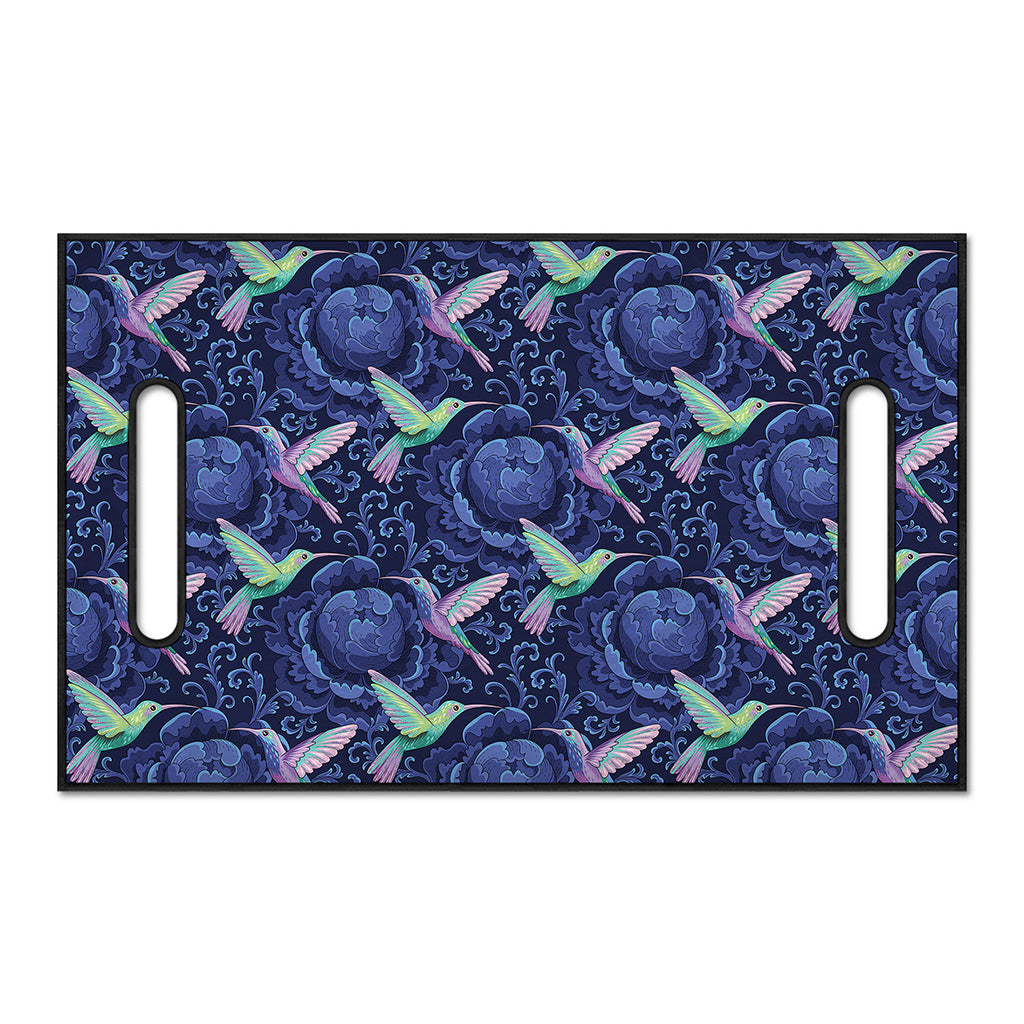 Dark Blue Floral Hummingbird Print Golf Cart Seat Cover