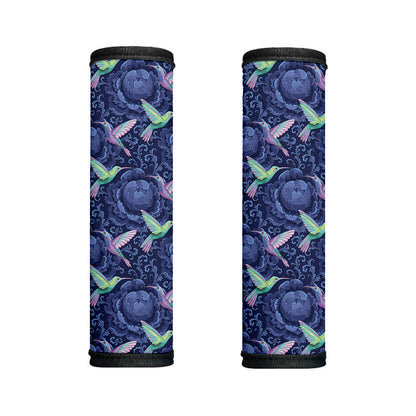 Dark Blue Floral Hummingbird Print Handle Covers