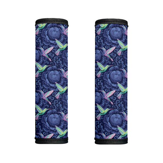 Dark Blue Floral Hummingbird Print Handle Covers