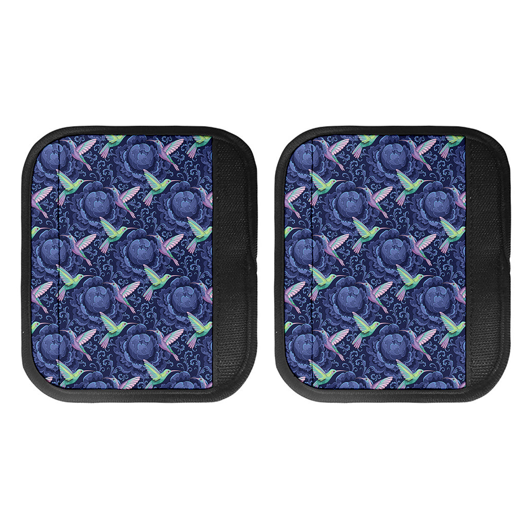 Dark Blue Floral Hummingbird Print Handle Covers
