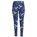 Dark Blue Floral Hummingbird Print High-Waisted Pocket Leggings