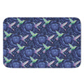 Dark Blue Floral Hummingbird Print Indoor Door Mat