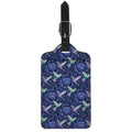 Dark Blue Floral Hummingbird Print Luggage Tag