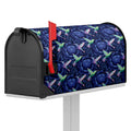 Dark Blue Floral Hummingbird Print Mailbox Cover