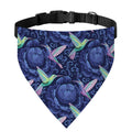 Dark Blue Floral Hummingbird Print Over The Collar Dog Bandana