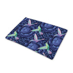 Dark Blue Floral Hummingbird Print Pet Cooling Mat Cover