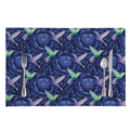 Dark Blue Floral Hummingbird Print Placemat