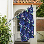 Dark Blue Floral Hummingbird Print Polyester Flag