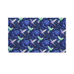 Dark Blue Floral Hummingbird Print Polyester Flag