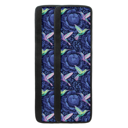 Dark Blue Floral Hummingbird Print Refrigerator Handle Covers