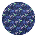 Dark Blue Floral Hummingbird Print Round Blanket