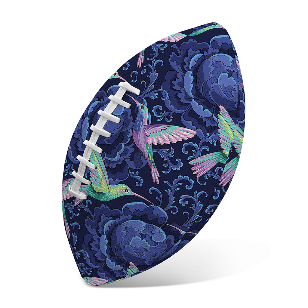 Dark Blue Floral Hummingbird Print Rugby Ball