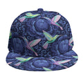 Dark Blue Floral Hummingbird Print Snapback Cap