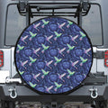 Dark Blue Floral Hummingbird Print Tire Cover