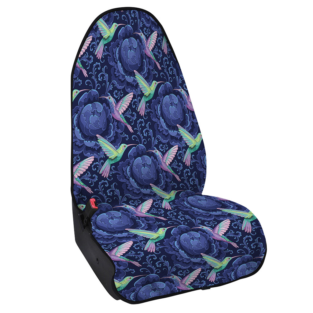 Dark Blue Floral Hummingbird Print Waterproof Car Seat Cover