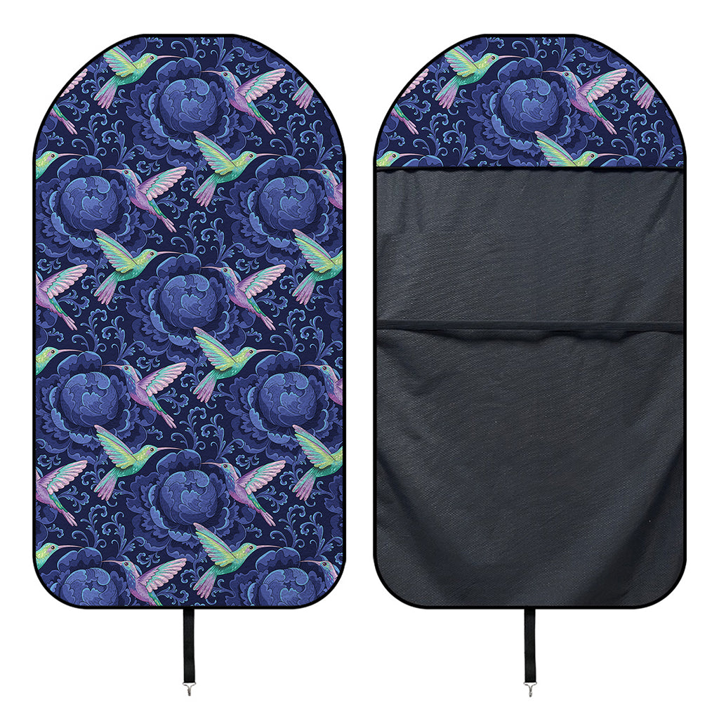 Dark Blue Floral Hummingbird Print Waterproof Car Seat Cover