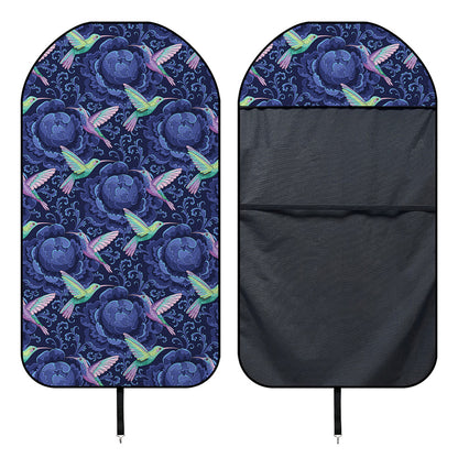 Dark Blue Floral Hummingbird Print Waterproof Car Seat Cover