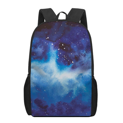 Dark Blue Galaxy Space Print 17 Inch Backpack