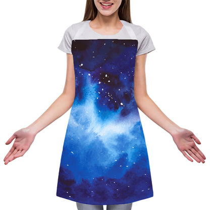 Dark Blue Galaxy Space Print Adjustable Apron