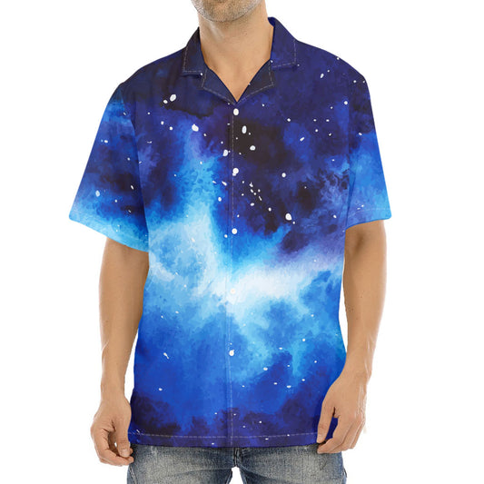 Dark Blue Galaxy Space Print Aloha Shirt