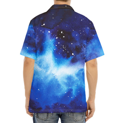 Dark Blue Galaxy Space Print Aloha Shirt