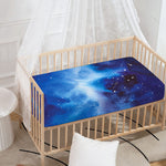 Dark Blue Galaxy Space Print Baby Crib Sheet
