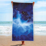 Dark Blue Galaxy Space Print Beach Towel