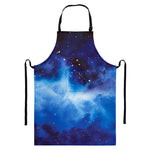 Dark Blue Galaxy Space Print Bib Apron With Pocket
