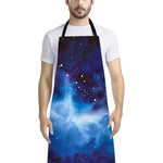 Dark Blue Galaxy Space Print Bib Apron With Pocket