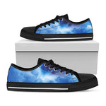 Dark Blue Galaxy Space Print Black Low Top Sneakers