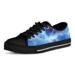 Dark Blue Galaxy Space Print Black Low Top Sneakers