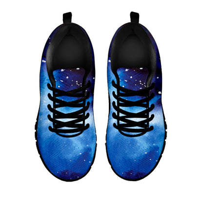 Dark Blue Galaxy Space Print Black Running Shoes