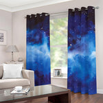 Dark Blue Galaxy Space Print Blackout Grommet Curtains