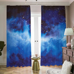 Dark Blue Galaxy Space Print Blackout Pencil Pleat Curtains