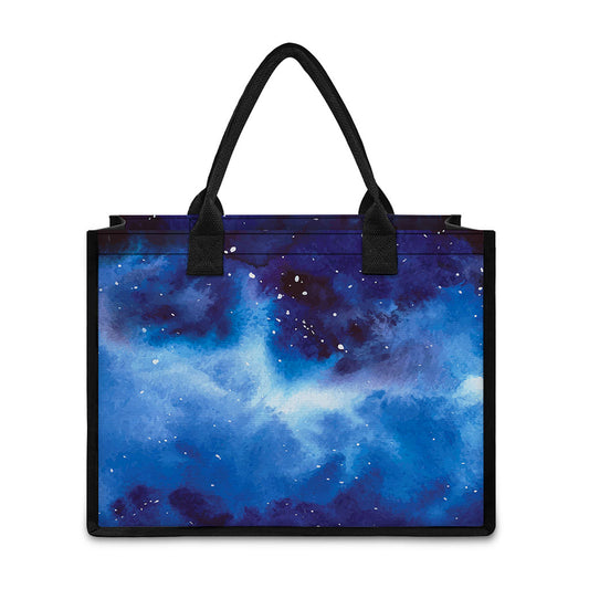 Dark Blue Galaxy Space Print Canvas Tote Bag