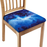 Dark Blue Galaxy Space Print Chair Cushion Cover