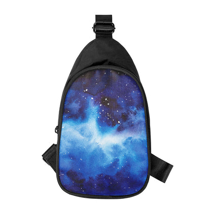 Dark Blue Galaxy Space Print Chest Bag