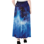 Dark Blue Galaxy Space Print Chiffon Maxi Skirt