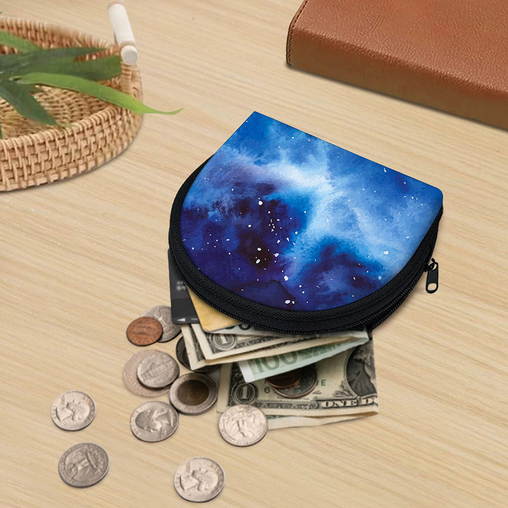 Dark Blue Galaxy Space Print Coin Purse