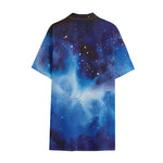Dark Blue Galaxy Space Print Cotton Hawaiian Shirt