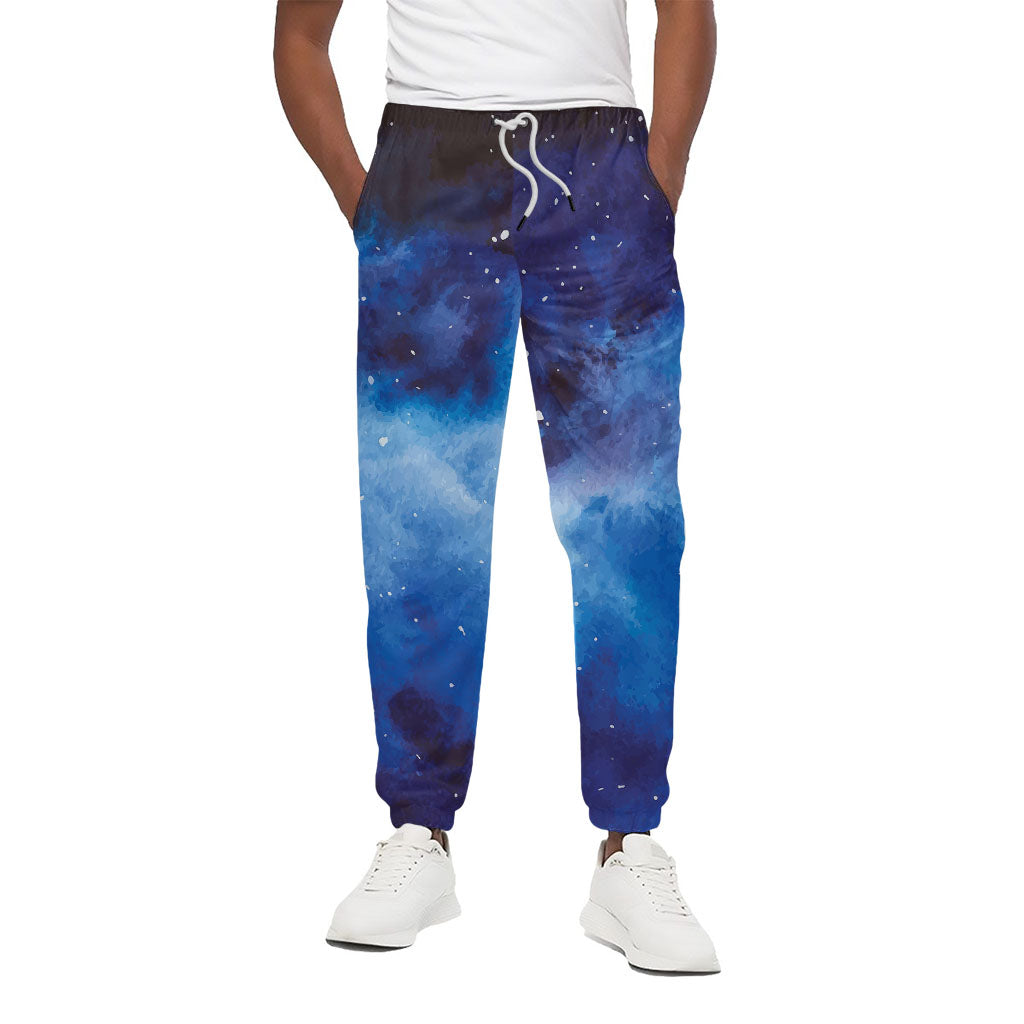 Dark Blue Galaxy Space Print Cotton Pants