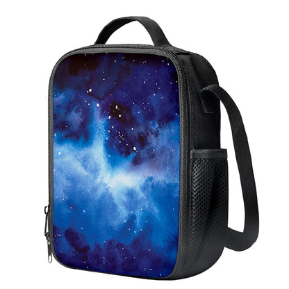 Dark Blue Galaxy Space Print Crossbody Lunch Bag