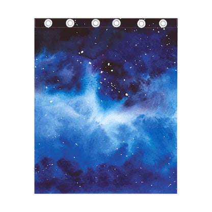 Dark Blue Galaxy Space Print Curtain