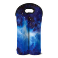 Dark Blue Galaxy Space Print Double Neoprene Wine Tote